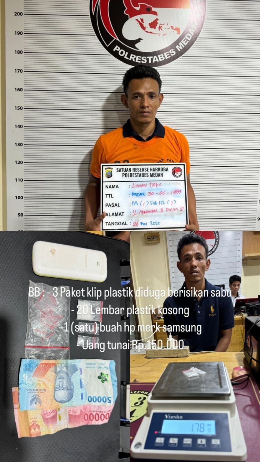 Satreskrim Polrestabes Medan Ringkus Pengedar Sabu di Jalan Perjuangan Ujung Desa Marindal 2