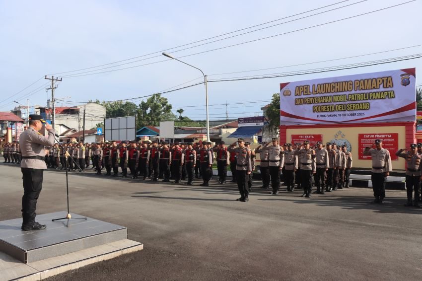 Polresta Deli Serdang Gelar Apel Launching Pamapta dan Penyerahan Mobil Patroli