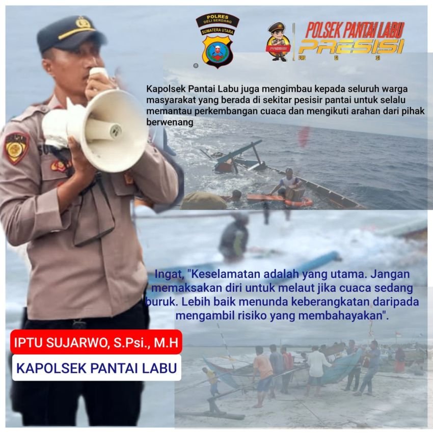 Cuaca Ekstrem Ancam Pesisir, Kapolsek Pantai Labu Imbau Nelayan Waspada dan Berikan Solusi