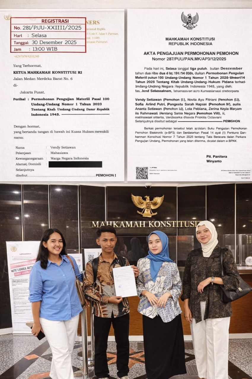 Mahasiswa Fakultas Hukum Universitas Terbuka Gugat Pasal 100 KUHP ke MK, Soroti Kepastian Hukum Hukuman Mati