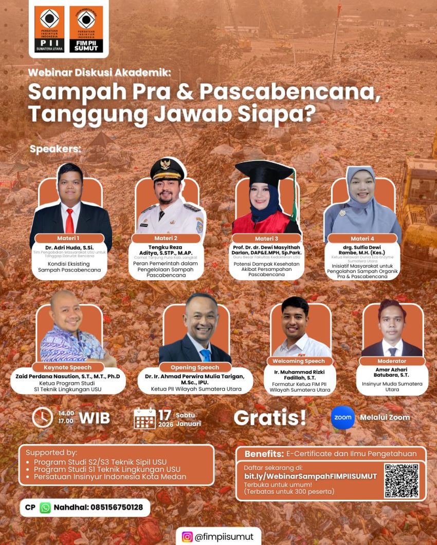 FIM PII Sumut Gelar Webinar Akademik Bahas Sampah Pra dan Pascabencana