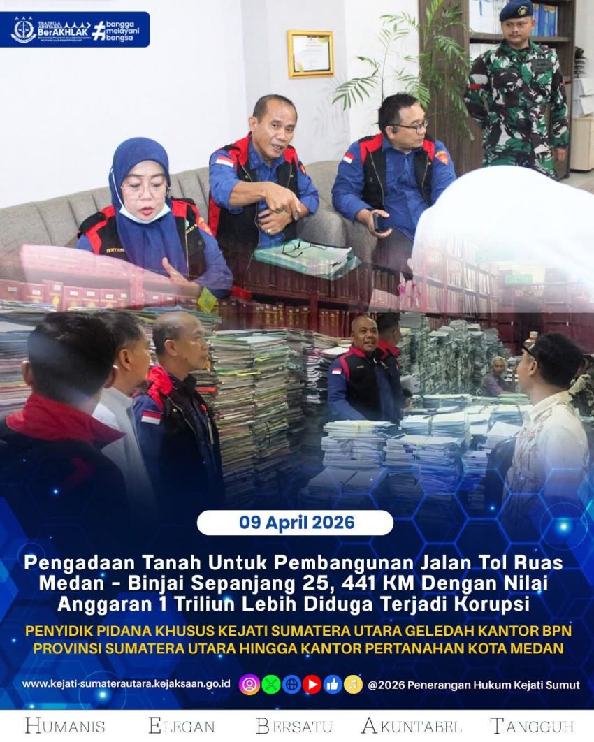 Penggeledahan Dugaan Korupsi Pengadaan Lahan Tol Medan&ndash;Binjai