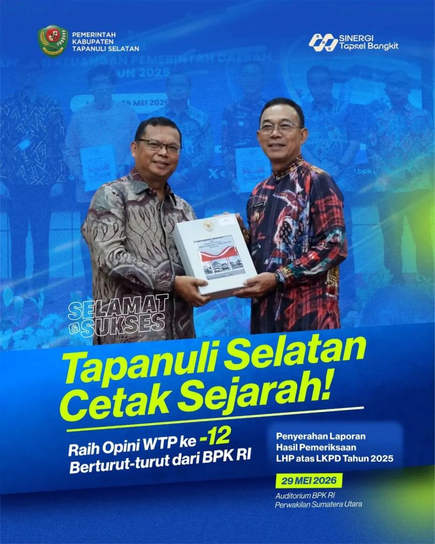 Tapsel Cetak Sejarah, Raih Opini WTP ke-12 Berturut-turut dari BPK RI