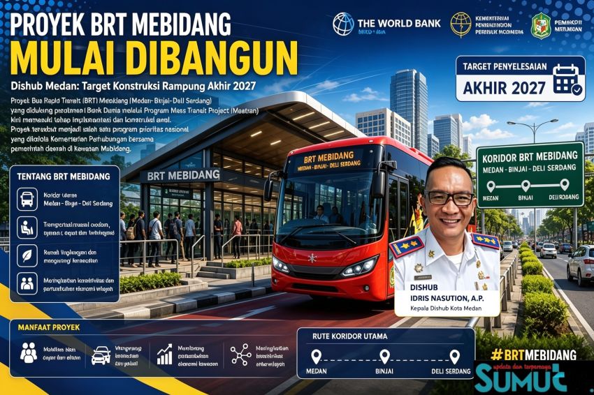 BRT Mebidang Masuki Tahap Konstruksi, Dishub Medan Sebut Target Rampung Akhir 2027