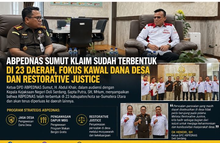 ABPEDNAS Sumut Klaim Sudah Terbentuk di 23 Daerah, Fokus Kawal Dana Desa dan Restorative Justice