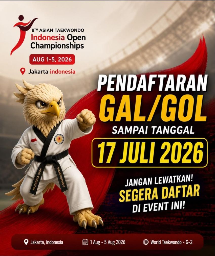 PBTI Gratiskan Biaya Pendaftaran Atlet Indonesia pada Asian Taekwondo Indonesia Open Championships 2026