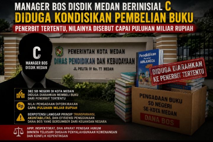 Manager BOS Disdik Medan Diduga Kondisikan Pembelian Buku Penerbit Tertentu, Nilainya Disebut Capai Puluhan Miliar Rupiah