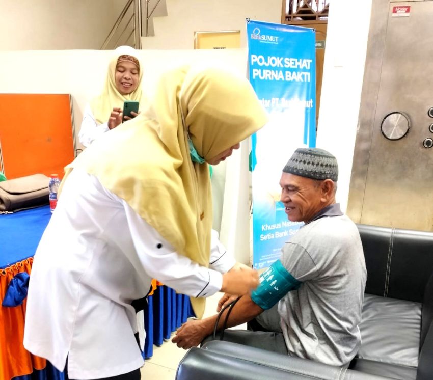 Pojok Sehat Purna Bakti Bank Sumut digelar rutin bagi nasabah pensiunan di seluruh kantor cabang.