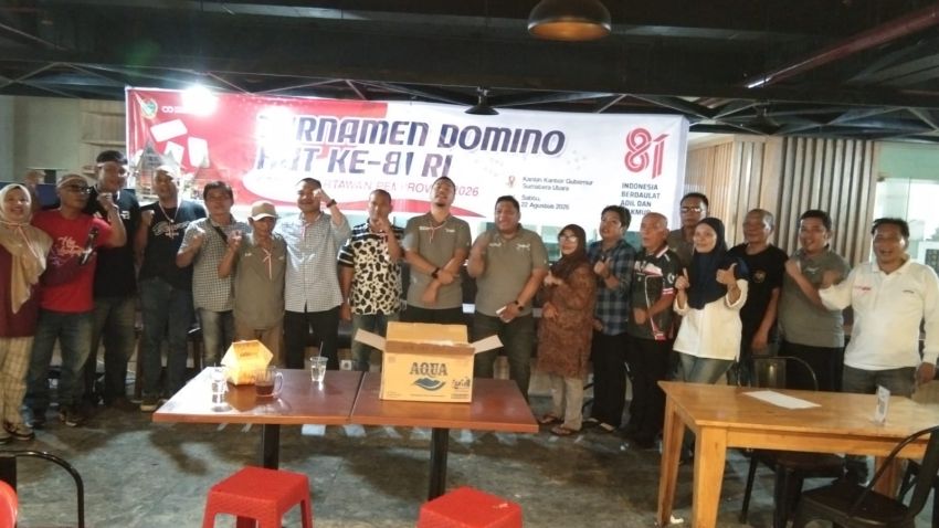 Bambang-Dicki Sihotang Juara Turnamen Domino HUT ke-81 RI Forum Wartawan Pemprov Sumut