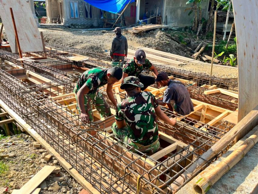 Satgas Karya Bakti TNI Terus Melanjutkan Pembangunan Jembatan Beton di Mehaga