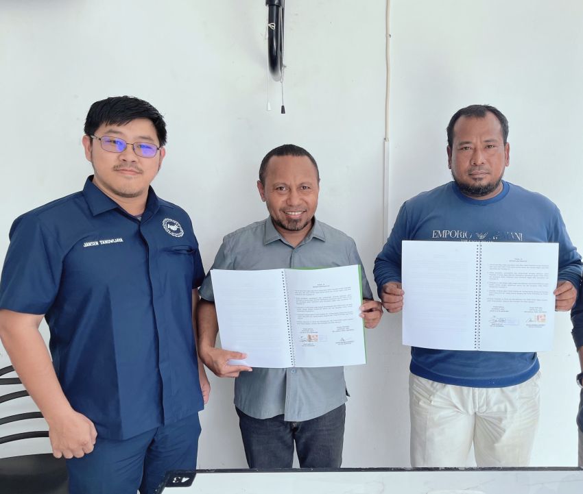 Koperasi Jasa Keluarga Pers Indonesia dan Koperasi Jasa Cahaya Kita Bersama Teken PKS Uji Mesin Mobile Grain Dryer di Deli Serdang