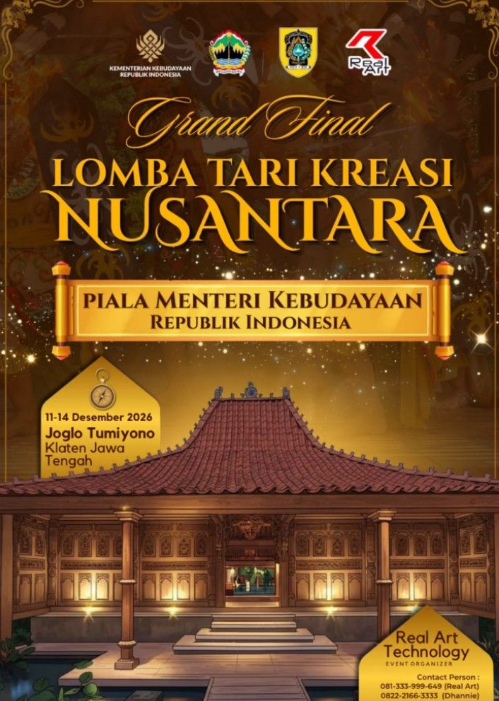 Grand Final Lomba Tari Kreasi Nusantara Real Art 2026 Jaring Duta Budaya Indonesia