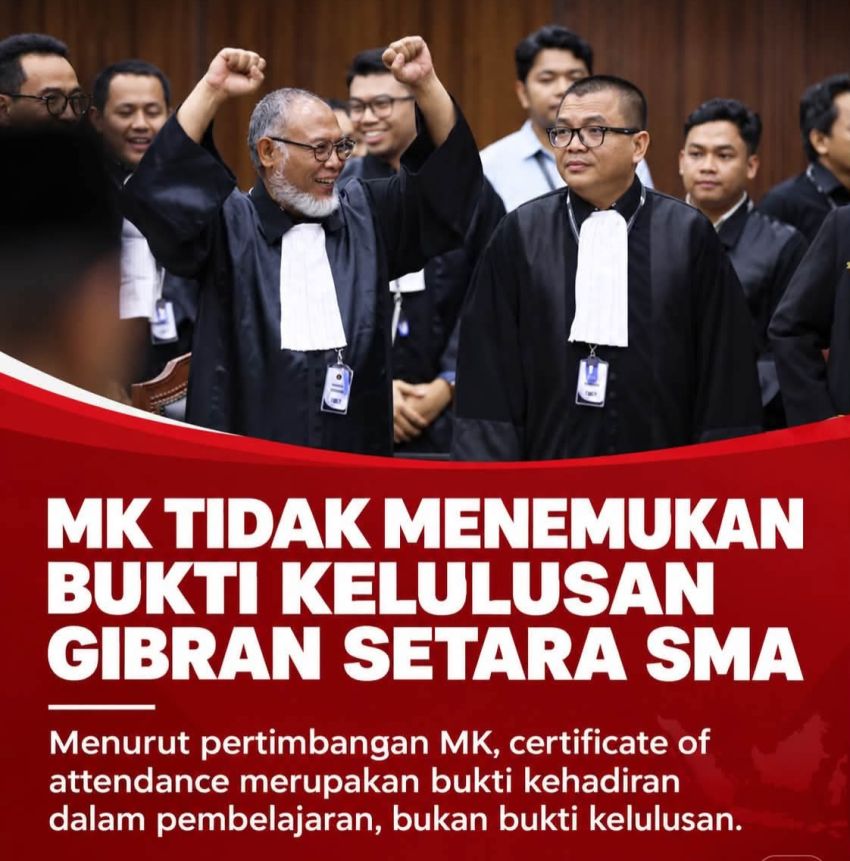 MK Nyatakan Permohonan soal Syarat Pendidikan Gibran Tak Dapat Diterima
