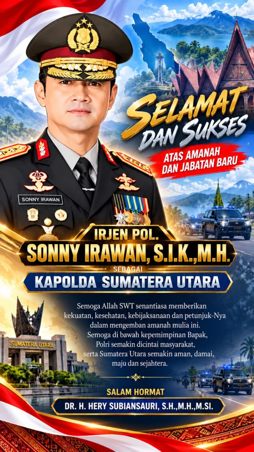 Hery Subiansauri Ucapkan Selamat dan Sukses Kepada Irjen Pol Sonny Irawan Dipercaya Menjadi Kapolda Sumatera Utara